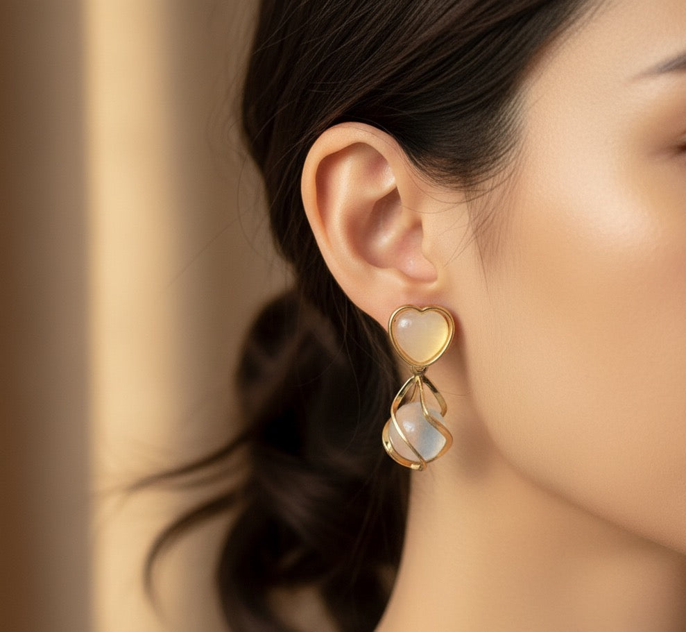 Elegant gold  Stone Drop Earrings