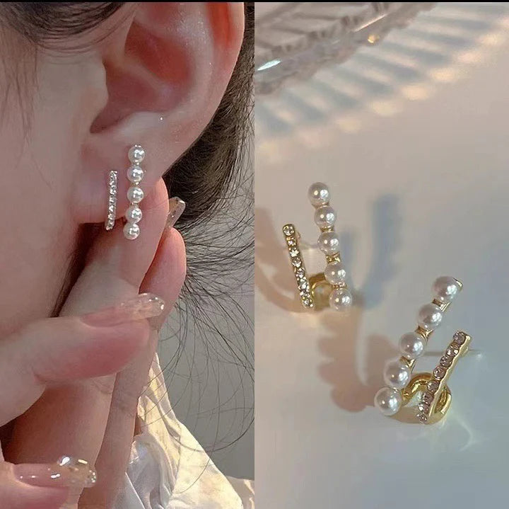 Pearl & Crystal Ear Jacket Earrings