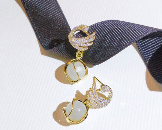 Swan Crystal Drop Earrings