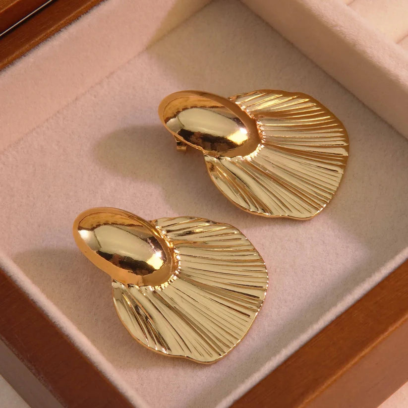 Gilded Fan Drop Earrings