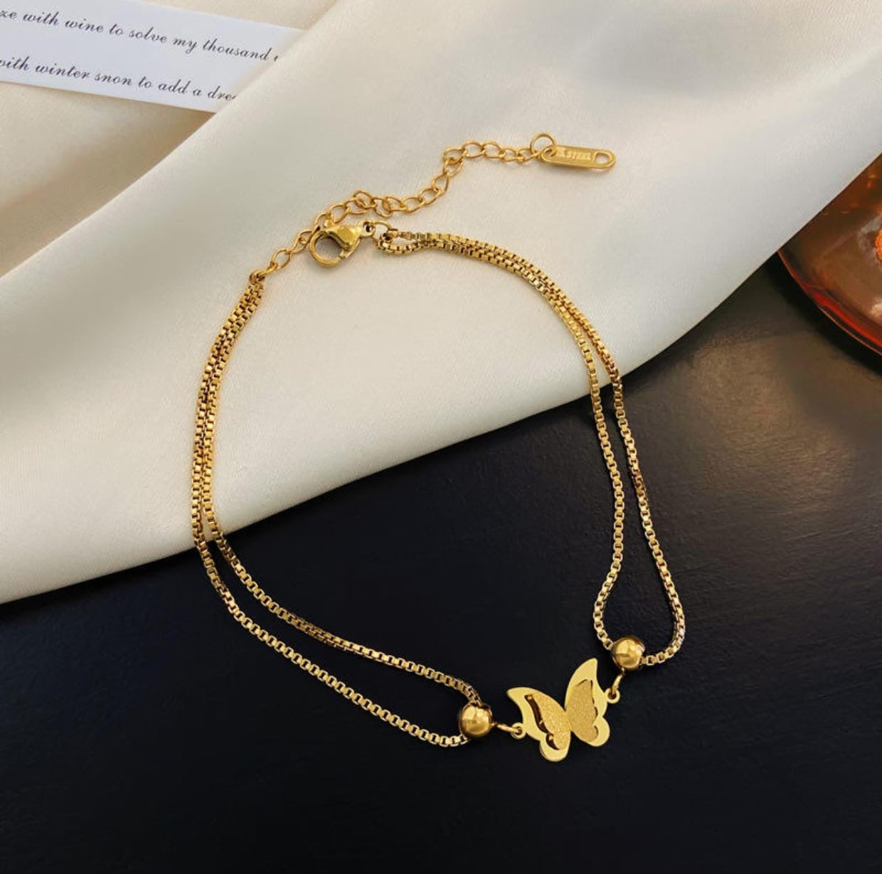Double-Layer Butterfly Anklet