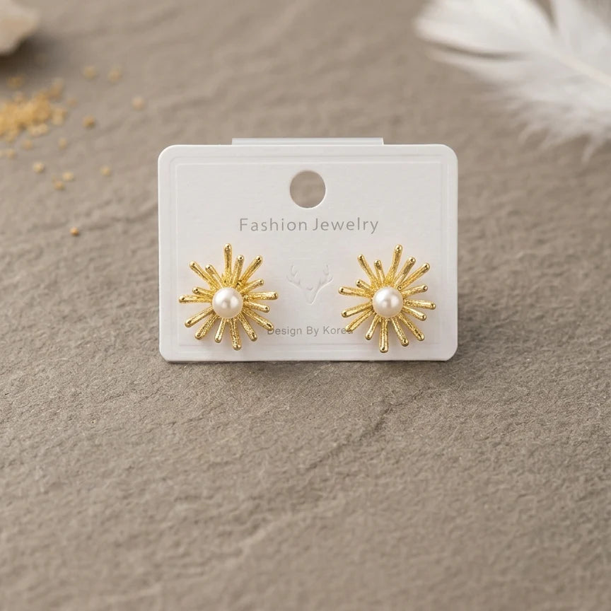 Pearl Sunburst Stud Earrings