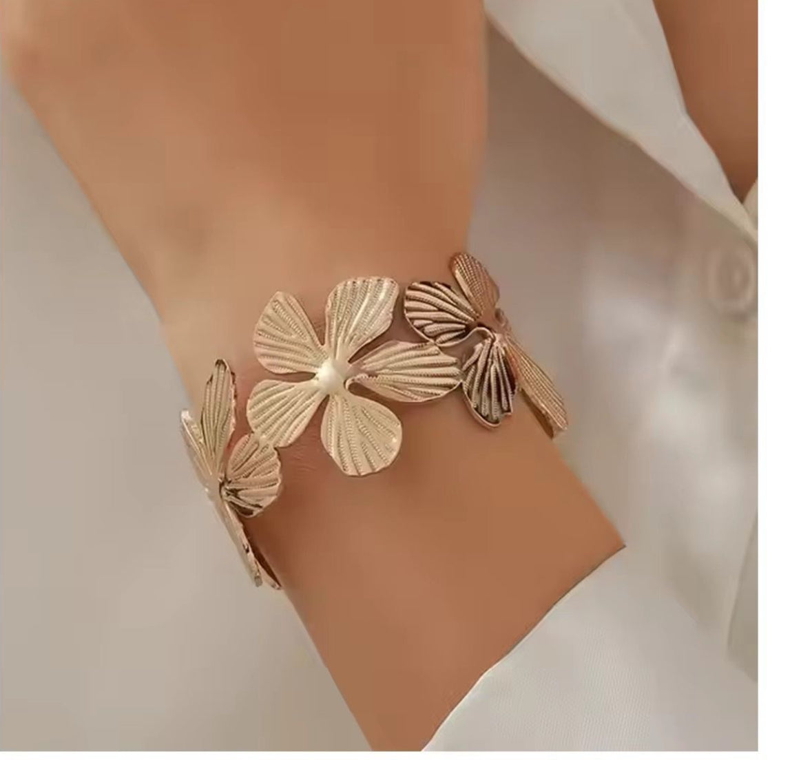 Gold Floral Cuff Bracelet