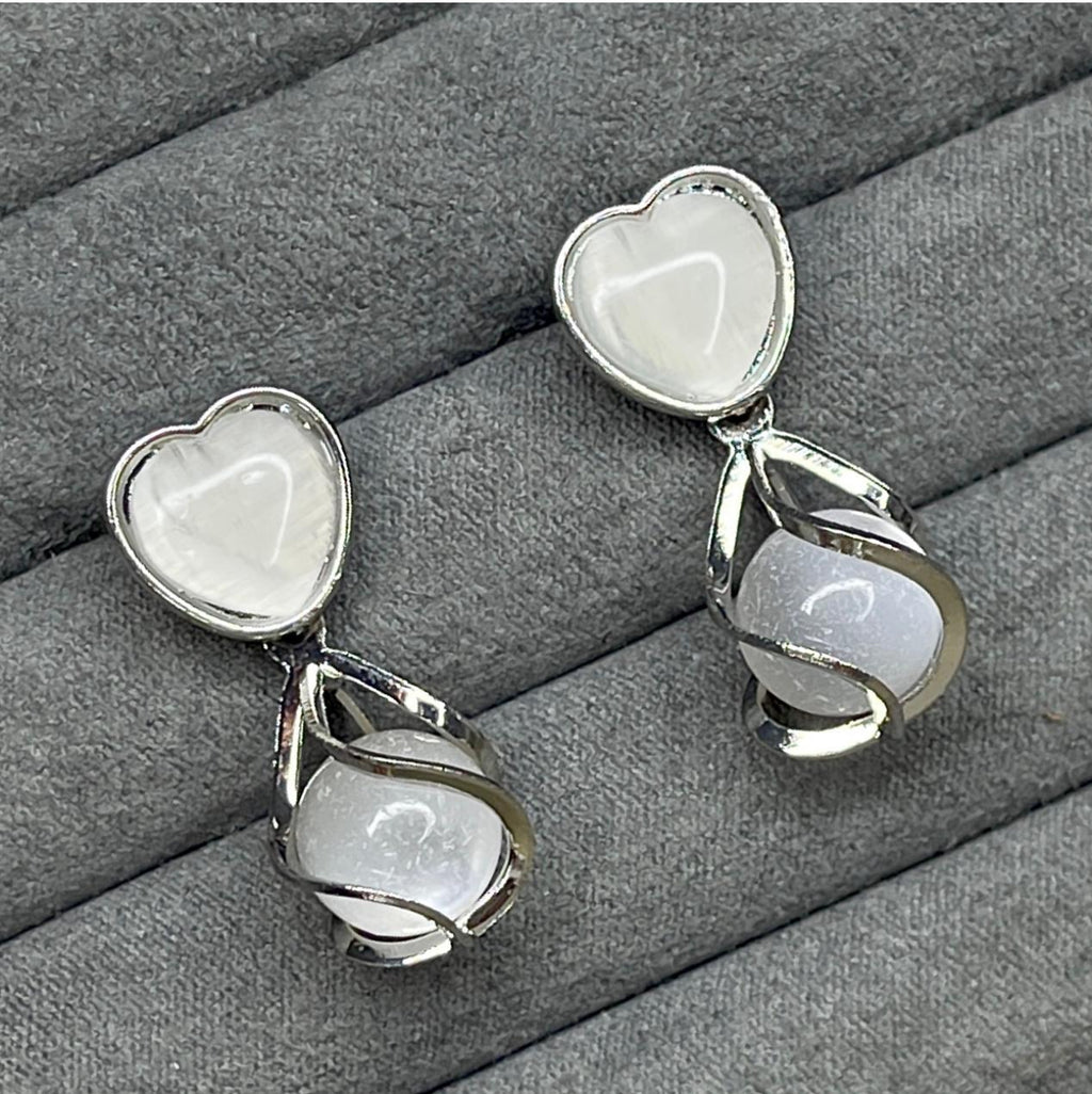 Elegant White Stone Drop Earrings