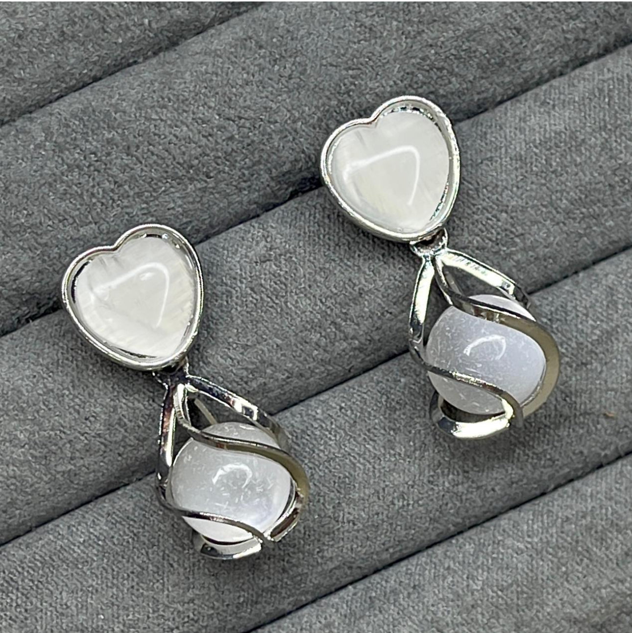 Elegant White Stone Drop Earrings