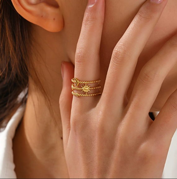 The Moon, Stars & Sun Three Layer Ring