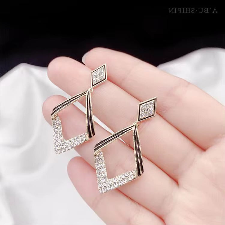 Noir Diamond Frame Earrings