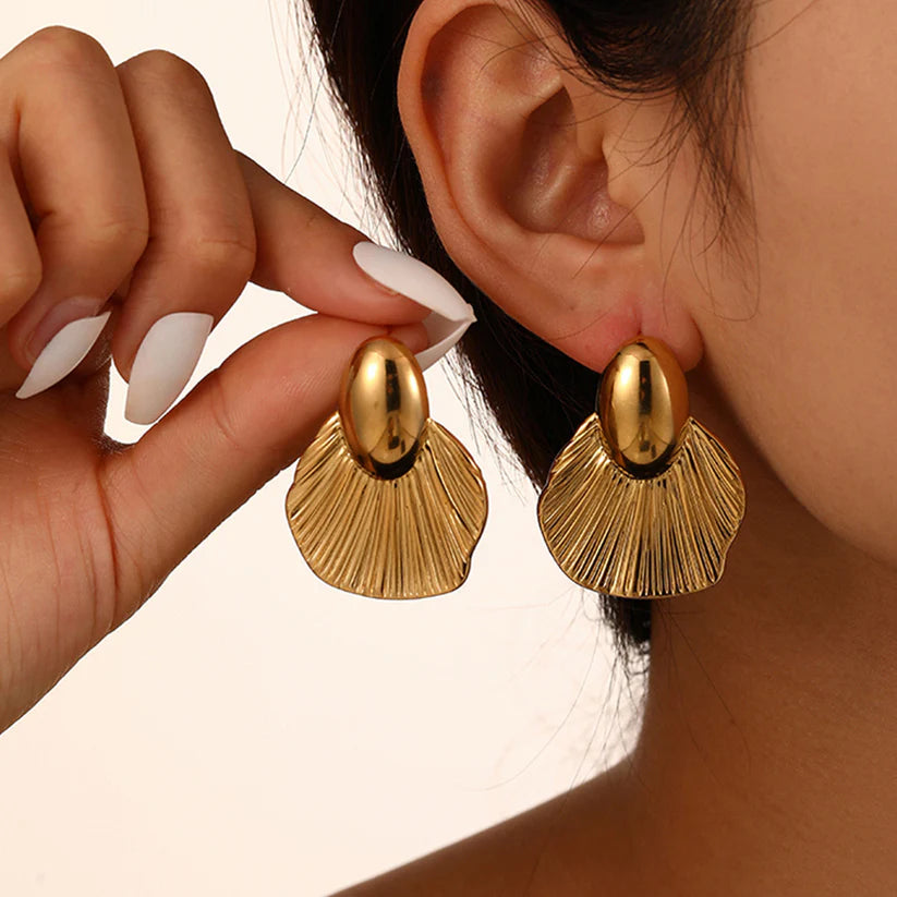 Gilded Fan Drop Earrings
