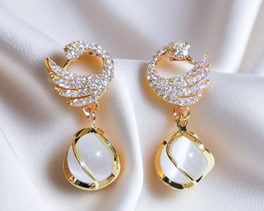 Swan Crystal Drop Earrings