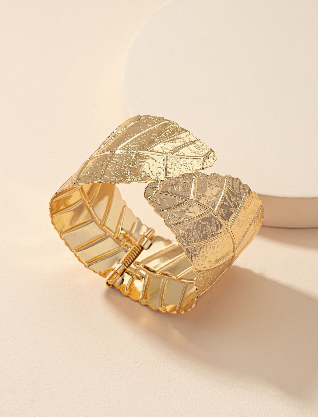 Leaf-Motif Cuff Bracelet
