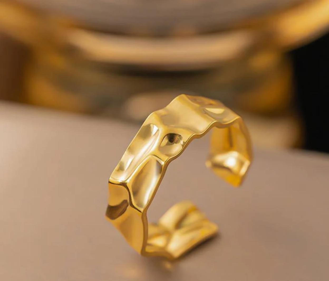 Chunky Crumpled Gold Ring