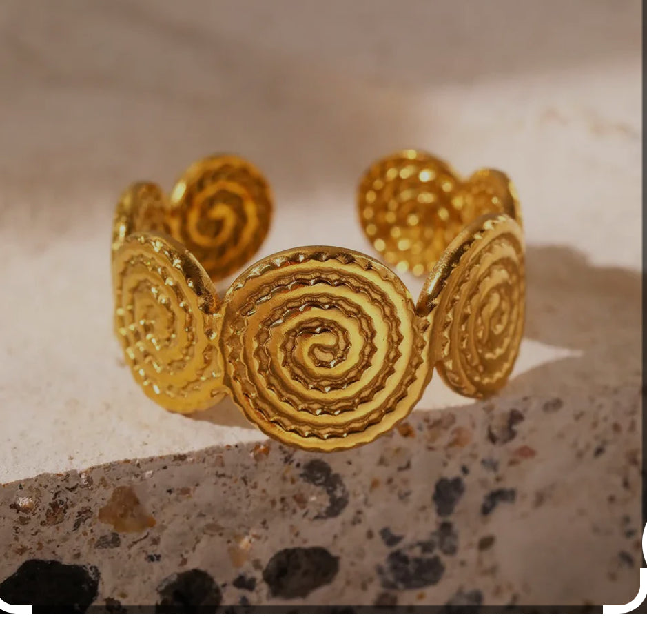 Minimalist Gold Round Spiral Ring