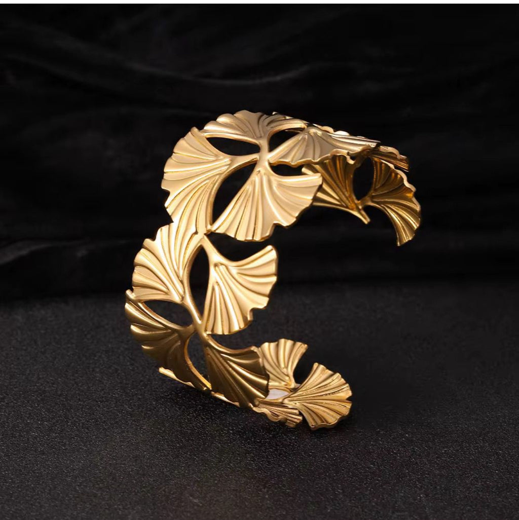 Ginkgo Leaf Cuff Bracelet