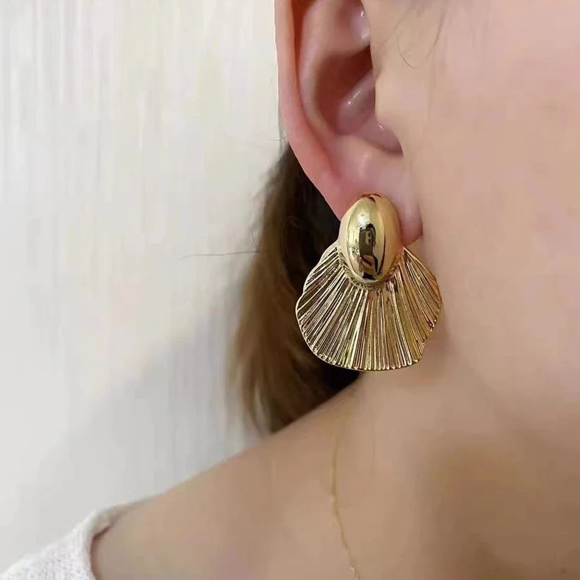 Gilded Fan Drop Earrings