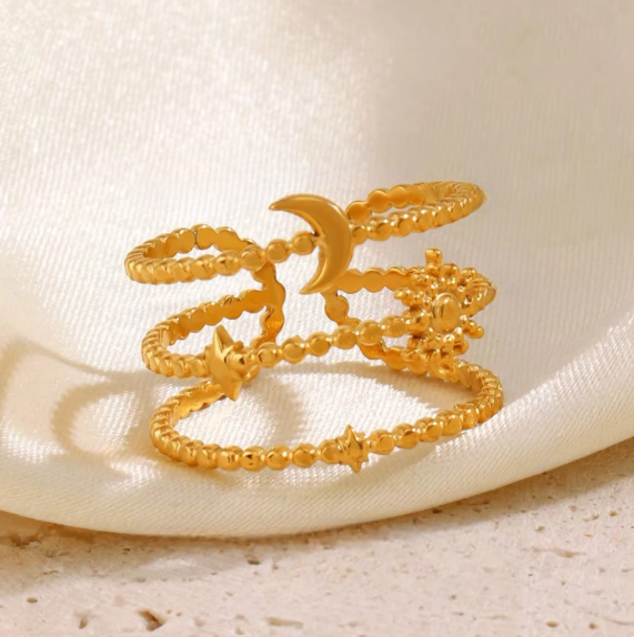 The Moon, Stars & Sun Three Layer Ring