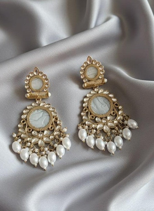 Pearl Chandbali - White