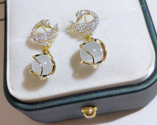 Swan Crystal Drop Earrings