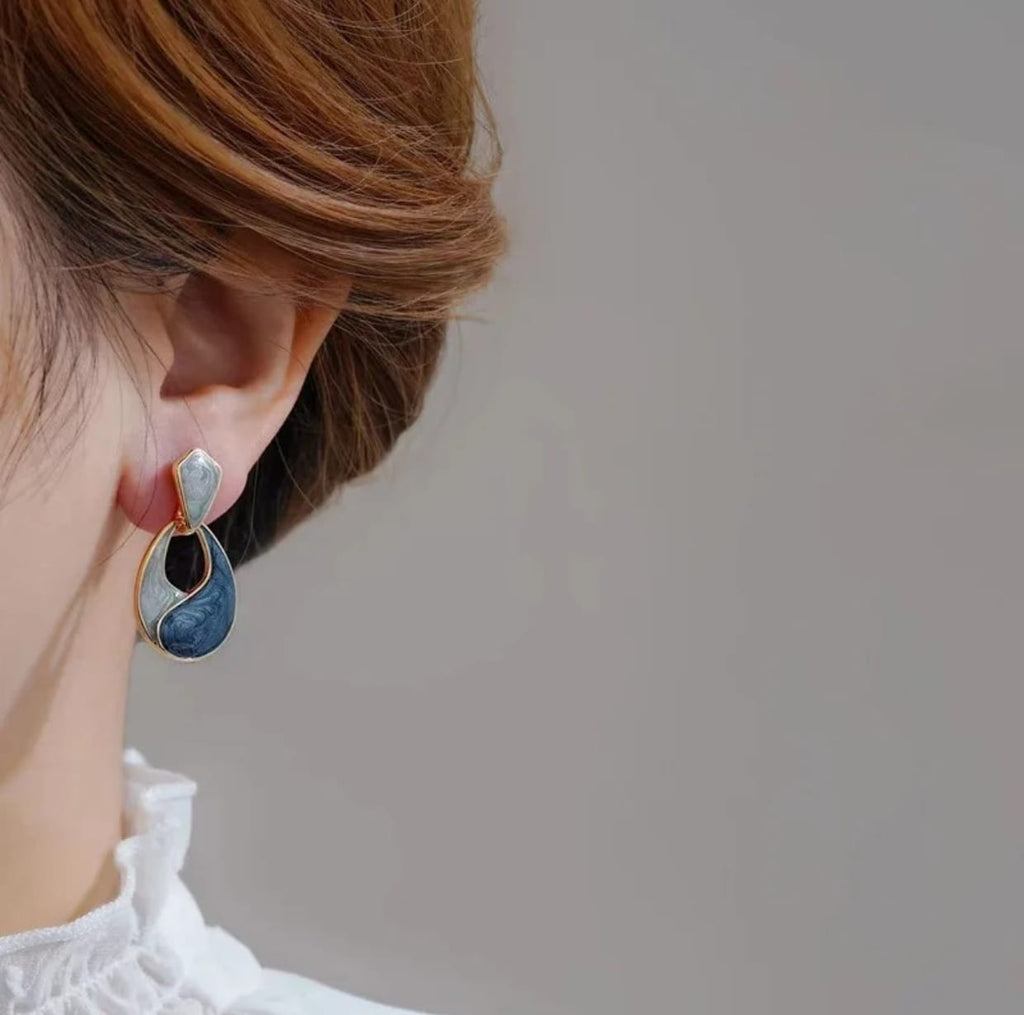 Enamel drop earrings
