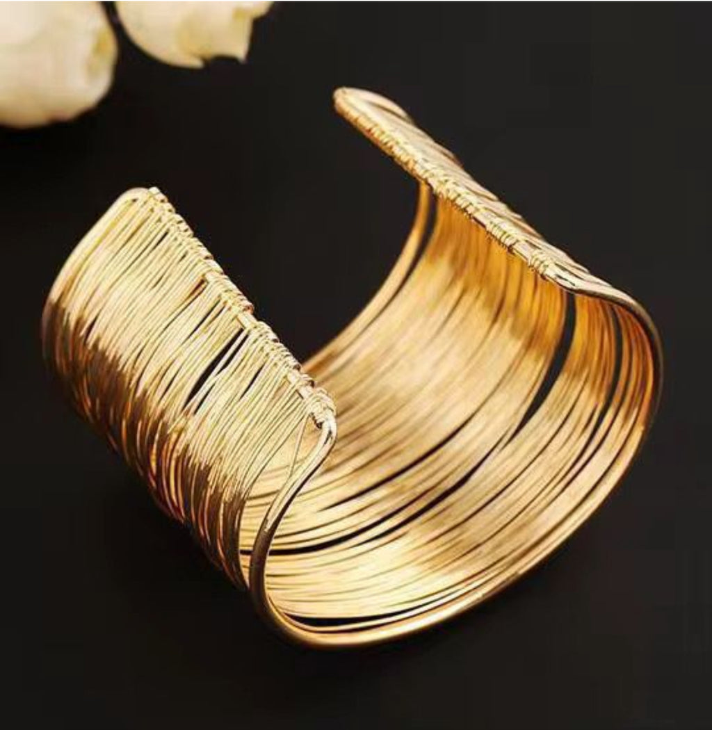 Gold Multi-Layered Wire Cuff Bracelet