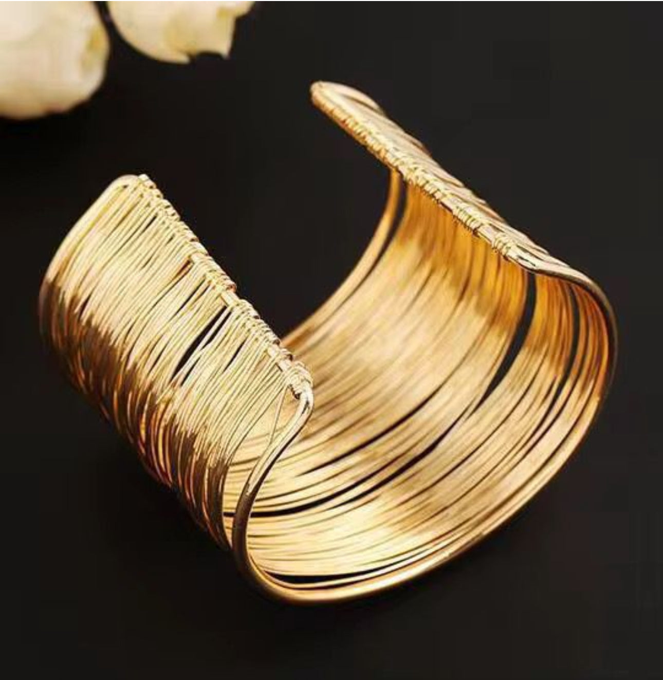 Gold Multi-Layered Wire Cuff Bracelet