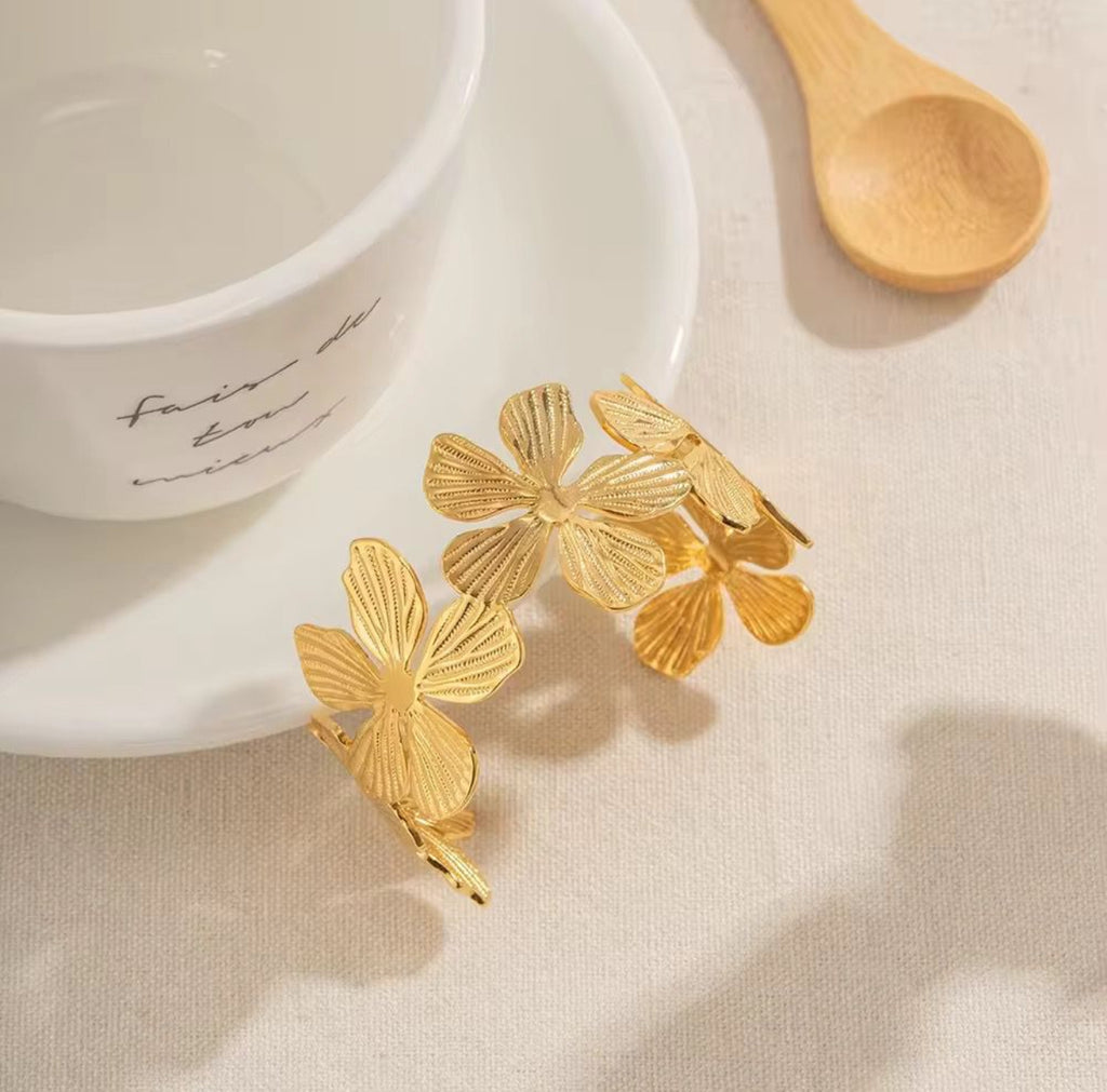 Gold Floral Cuff Bracelet