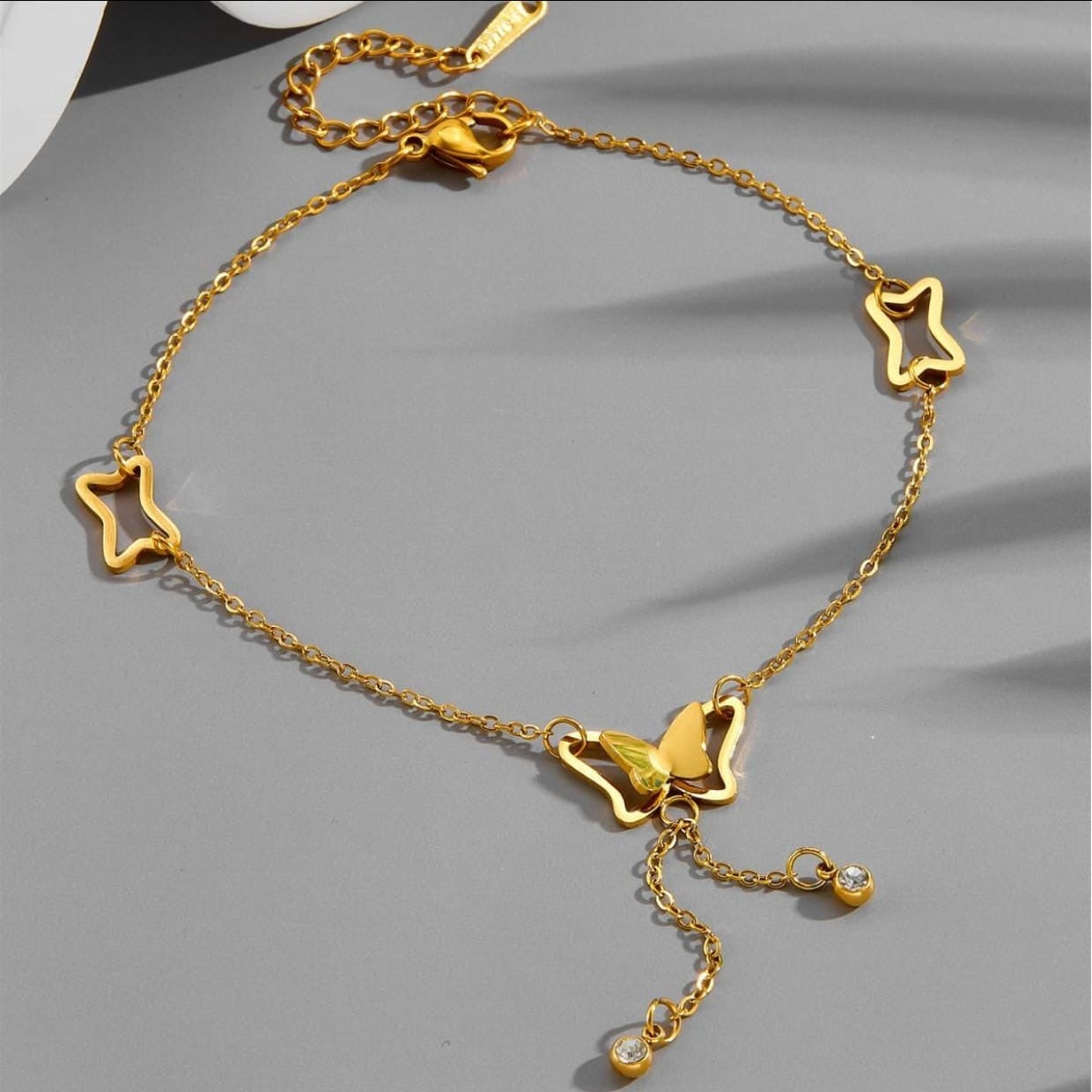 Butterfly and Star Charm Anklet
