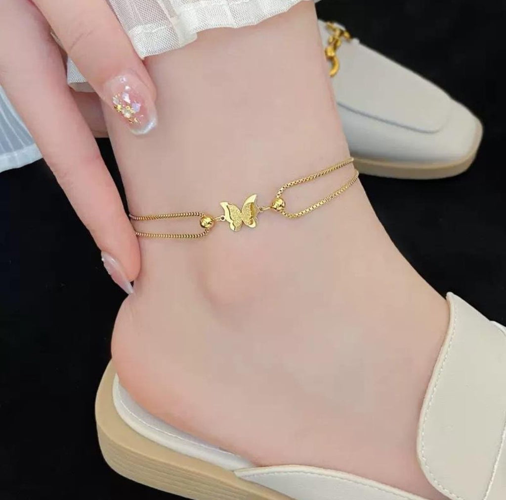 Double-Layer Butterfly Anklet