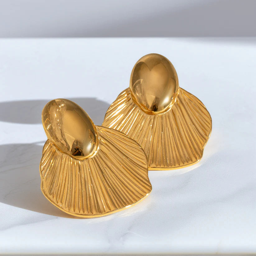 Gilded Fan Drop Earrings
