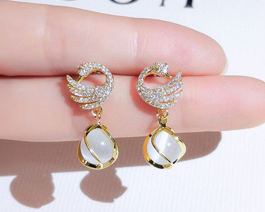 Swan Crystal Drop Earrings