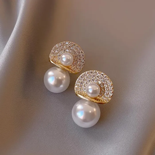Textured Disc Double Pearl Drop