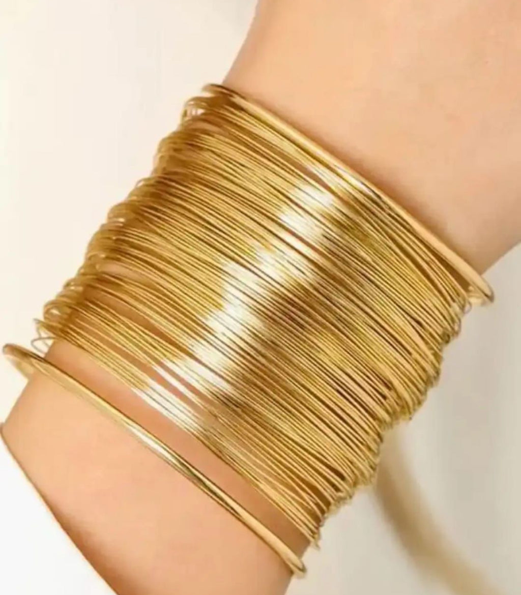 Gold Multi-Layered Wire Cuff Bracelet
