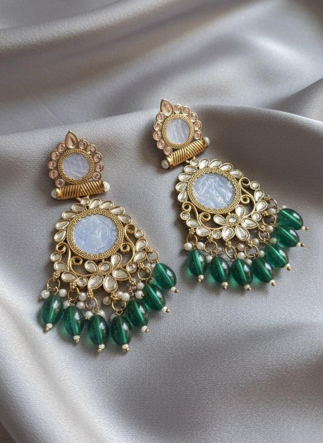 Pearl Chandbali - Green