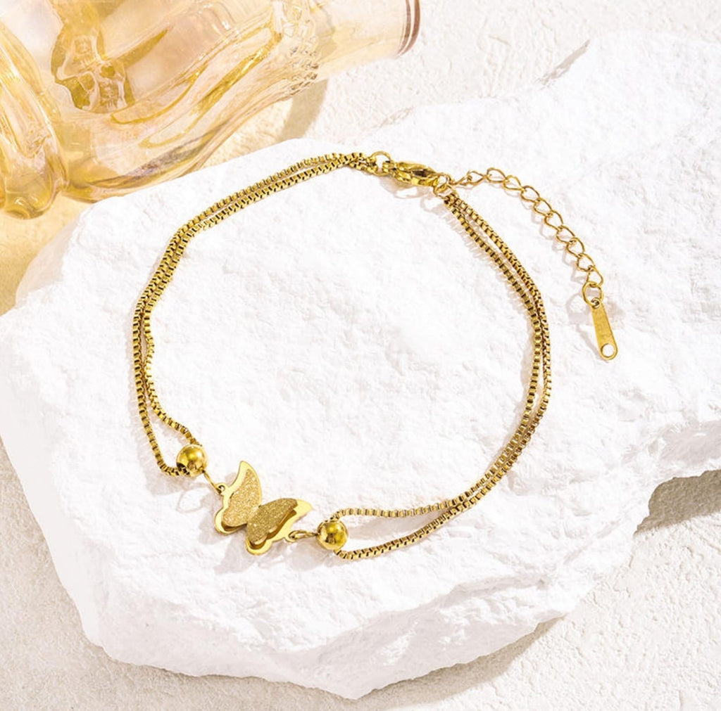 Double-Layer Butterfly Anklet