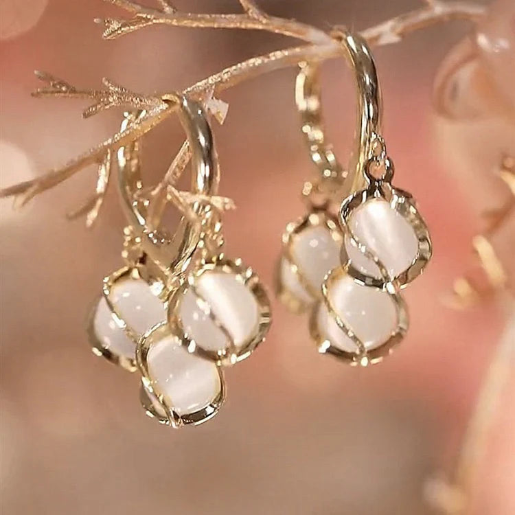 Moonstone Clover Drop Earrings