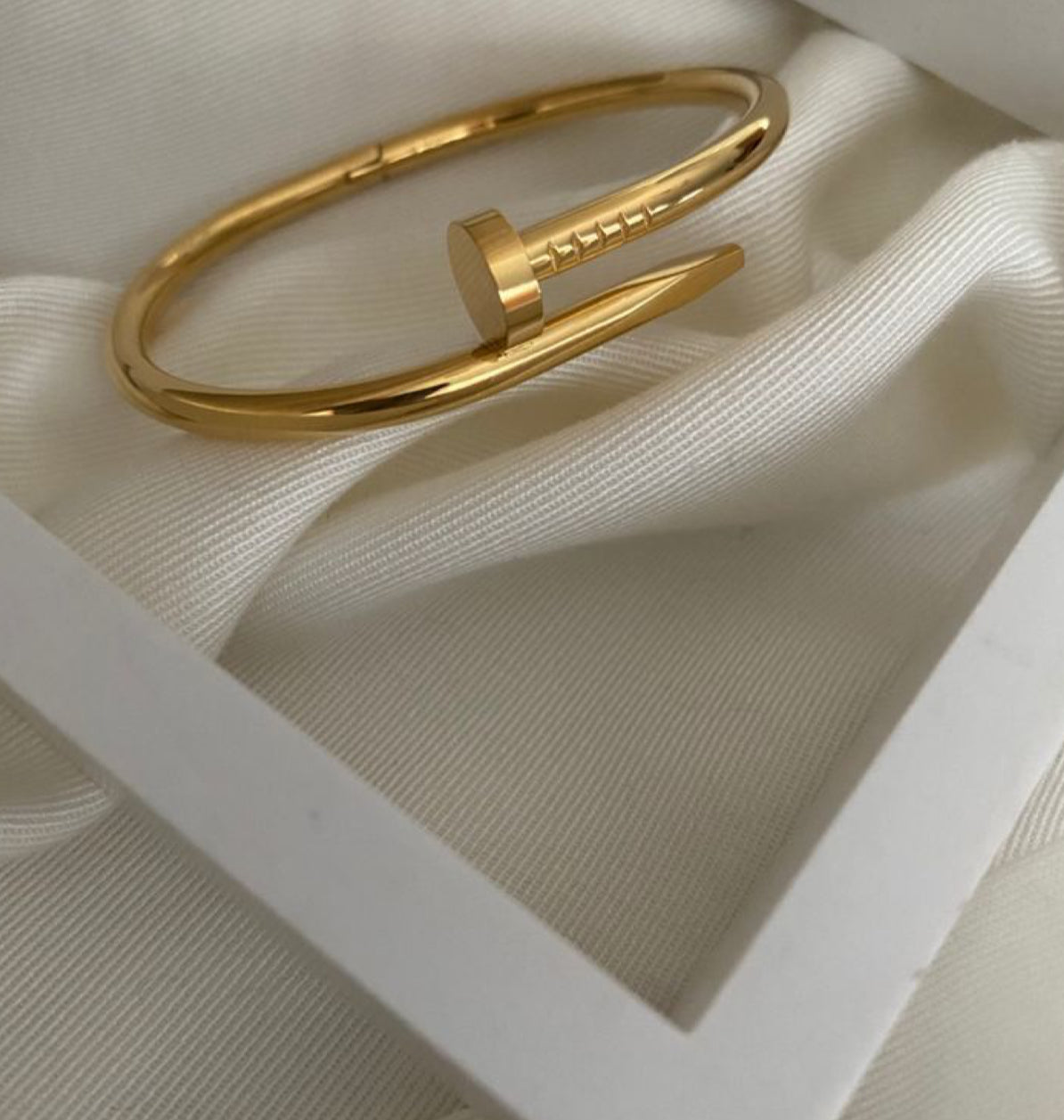 Gold-Plated Nail Bangle Bracelet | Modern Statement Cuff Jewelry