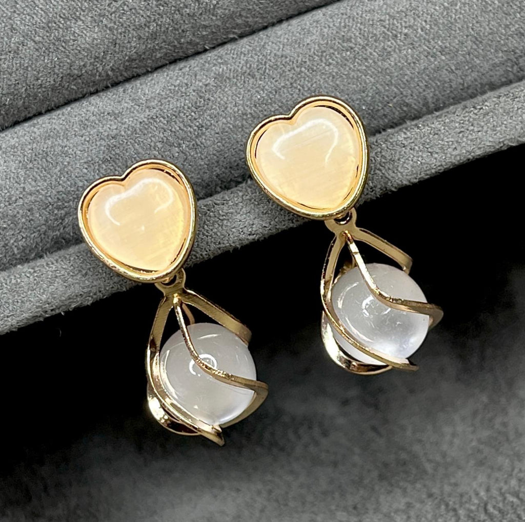 Elegant gold  Stone Drop Earrings