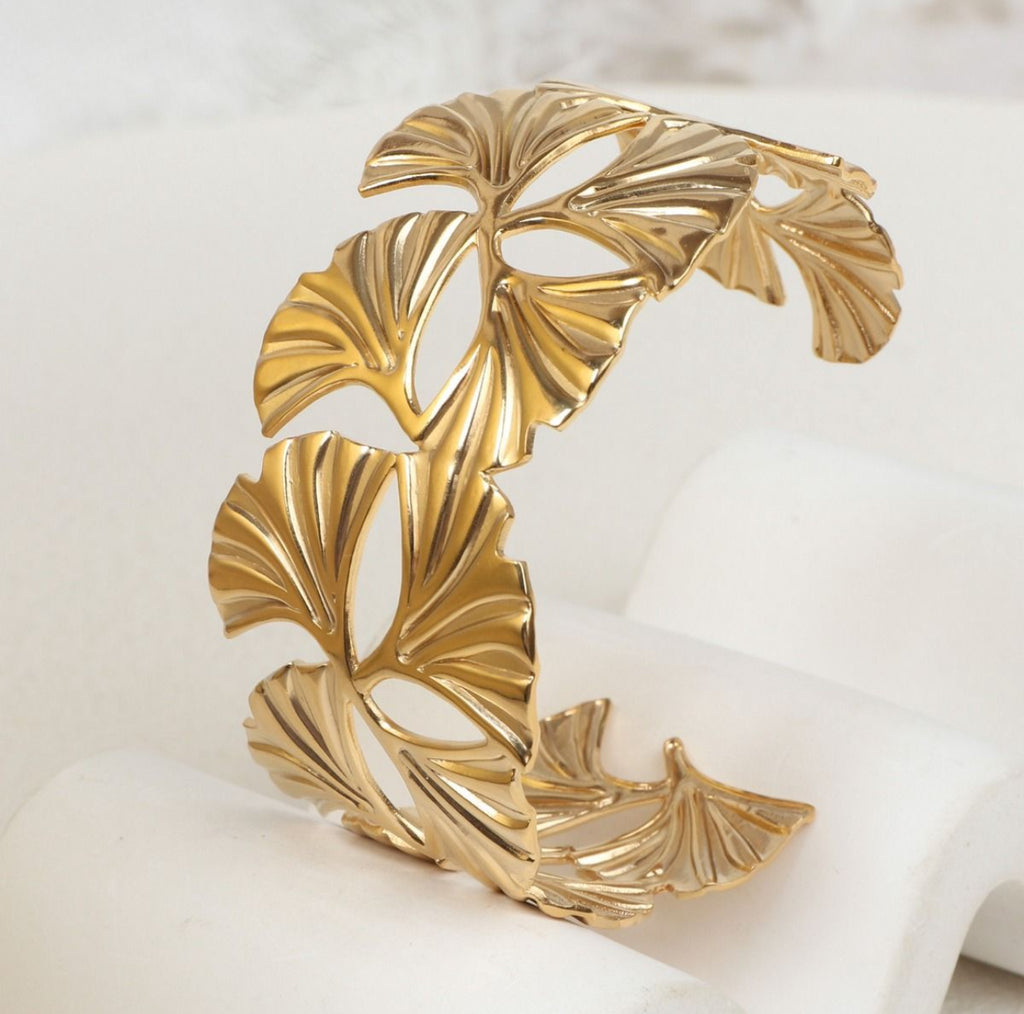 Ginkgo Leaf Cuff Bracelet