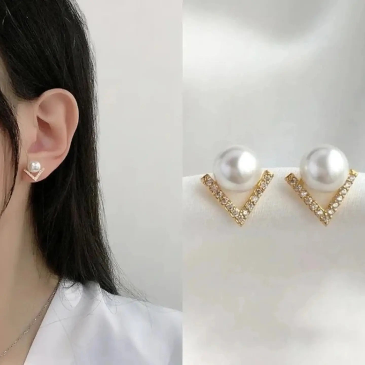 Celeste Pearl V Stud Earrings