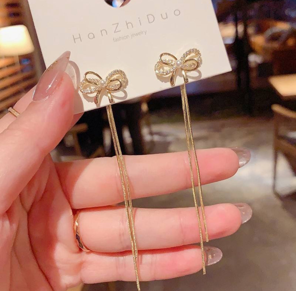 Long tassel drop earrings