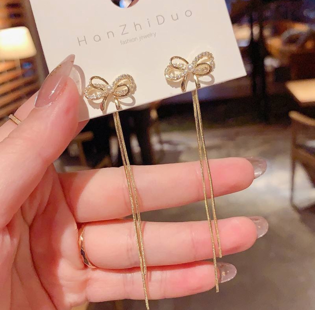 Long tassel drop earrings