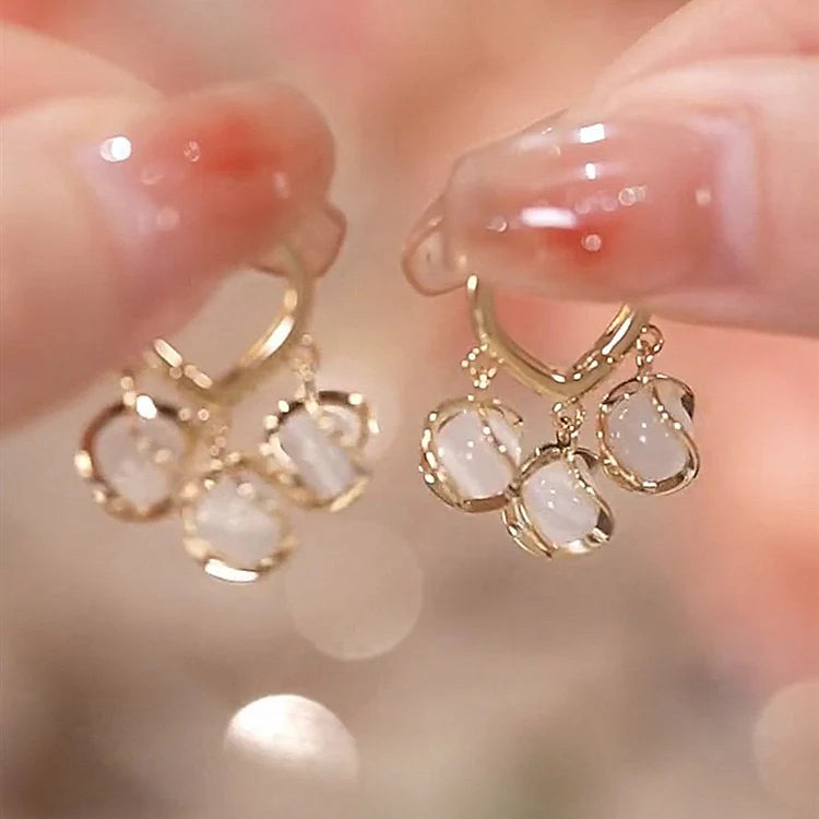 Moonstone Clover Drop Earrings