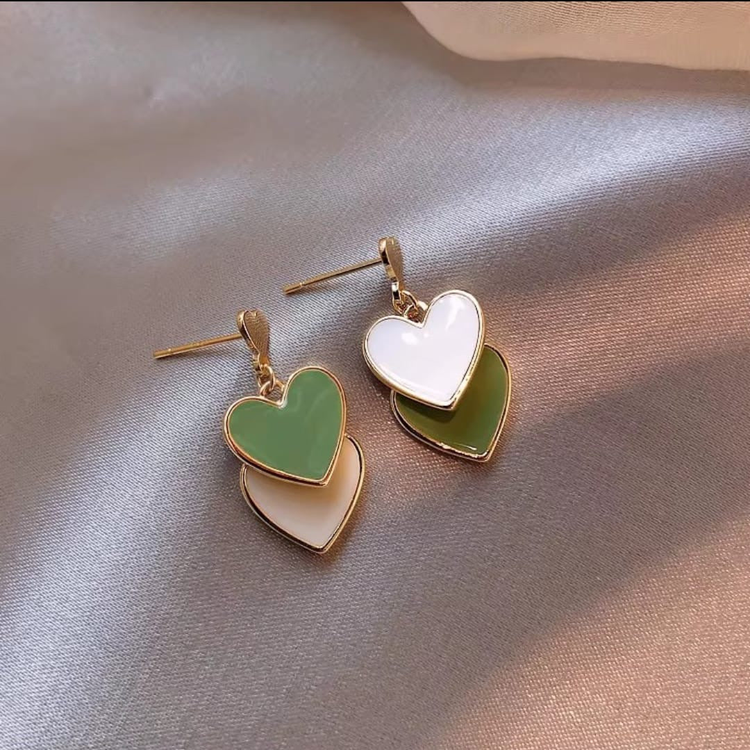 Double Heart Drop Earrings