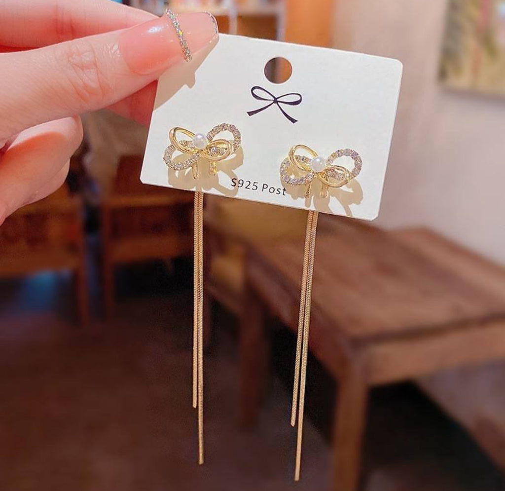 Long tassel drop earrings
