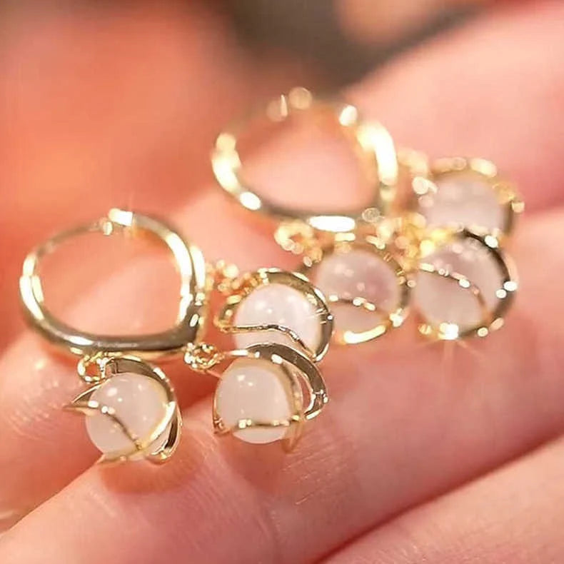 Moonstone Clover Drop Earrings