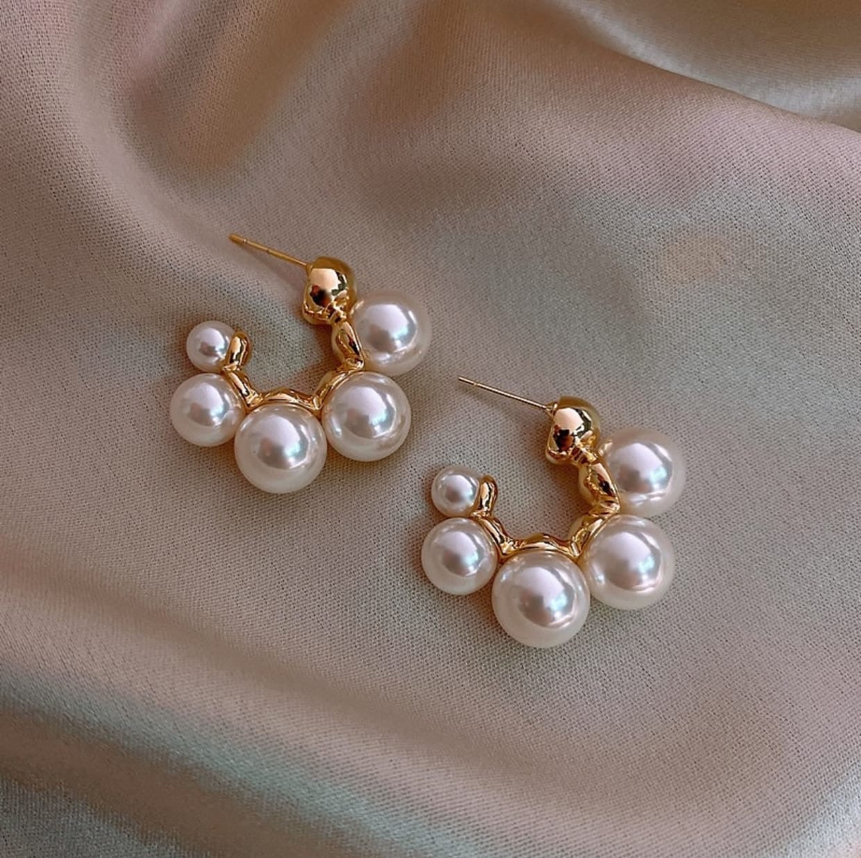Pearl Hoop Studs