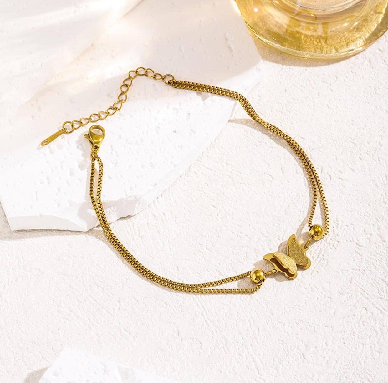 Double-Layer Butterfly Anklet