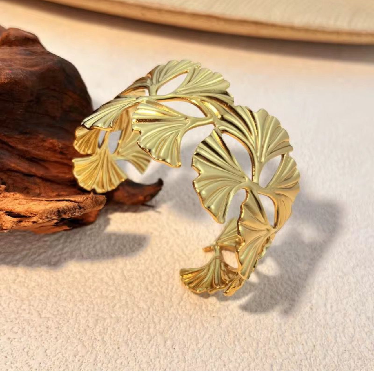 Ginkgo Leaf Cuff Bracelet