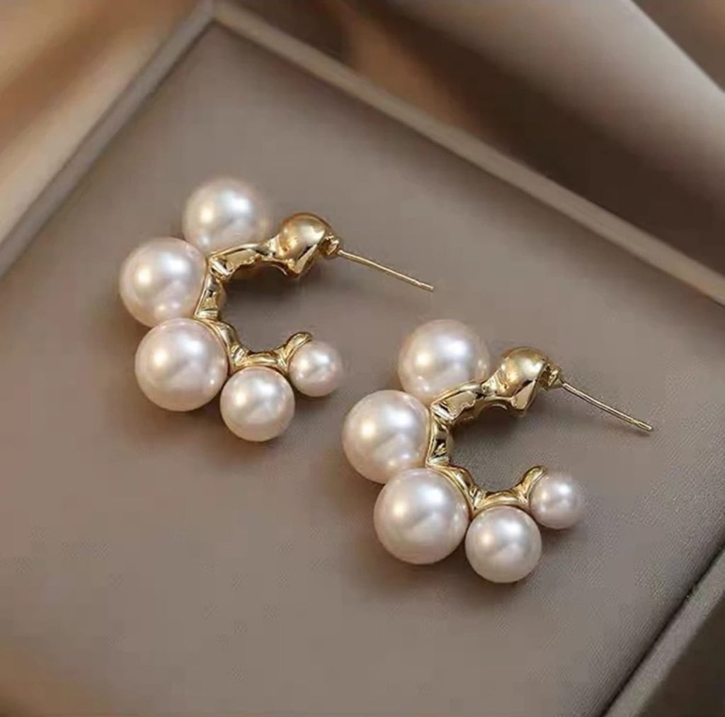 Pearl Hoop Studs