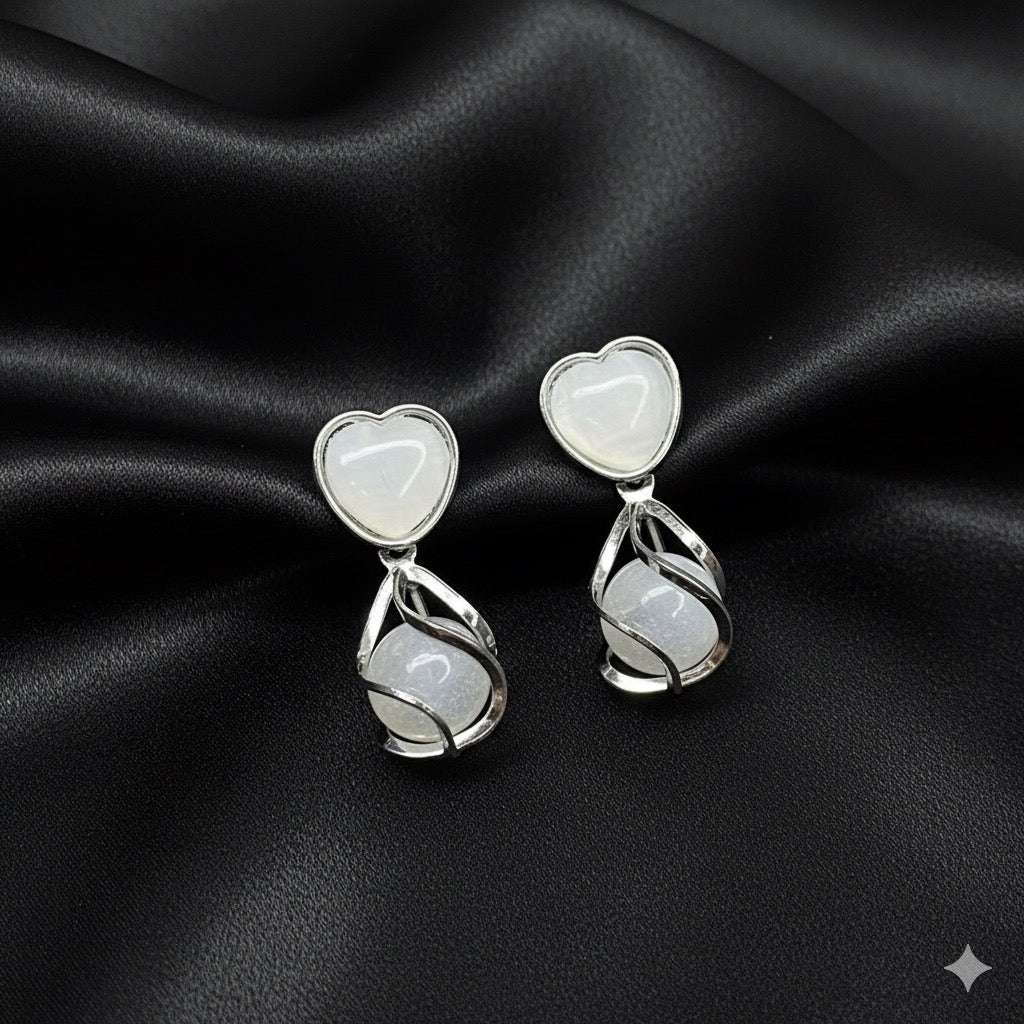 Elegant White Stone Drop Earrings