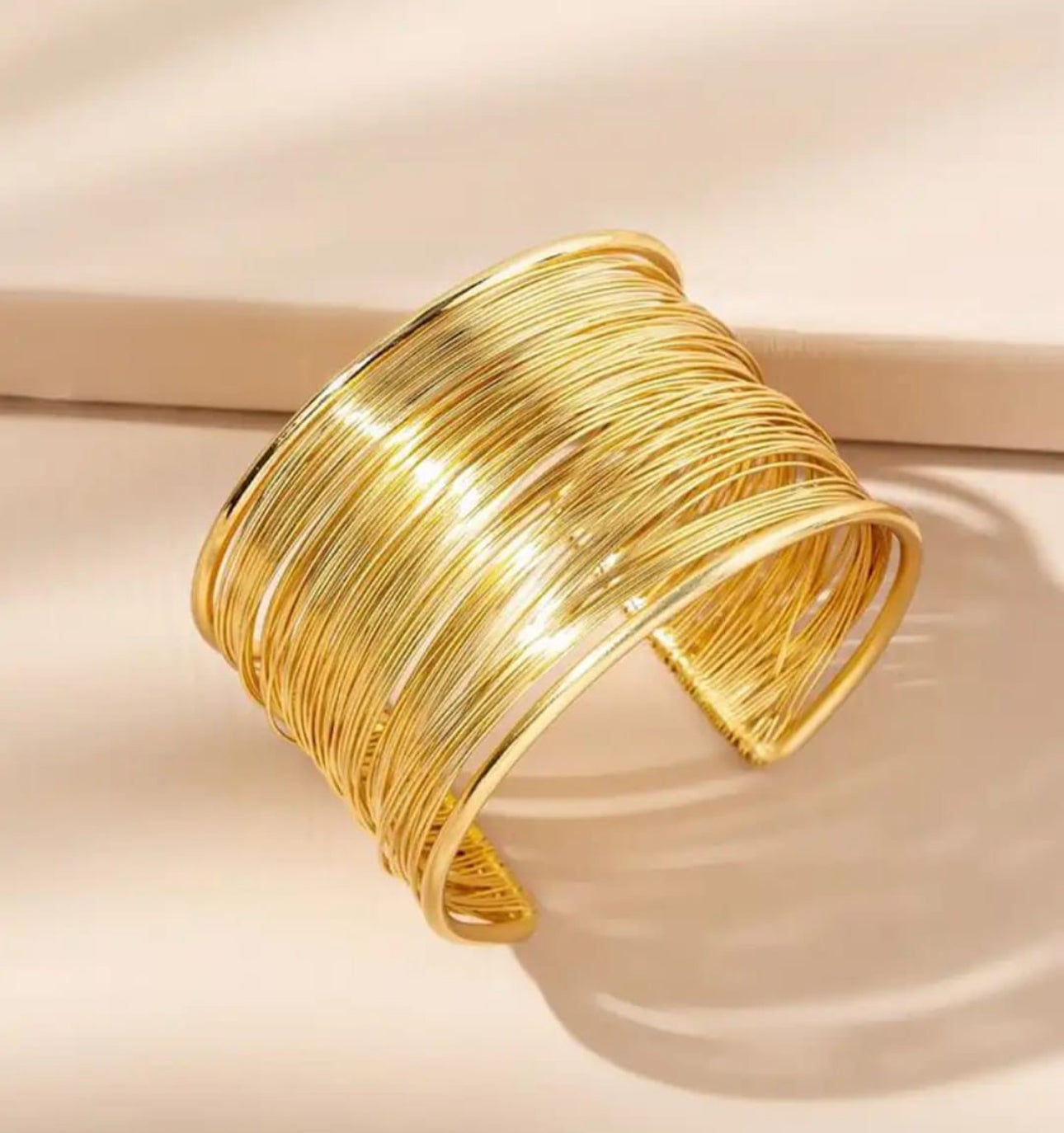 Gold Multi-Layered Wire Cuff Bracelet